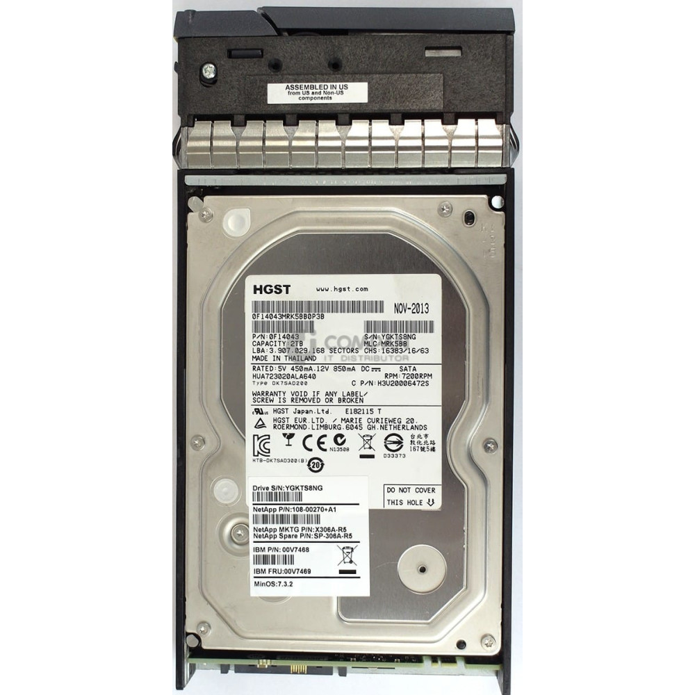 X306A-R6 NETAPP HDD 2TB 7.2K SATA 6G 3.5" LFF FOR FAS2240-4 DS4246