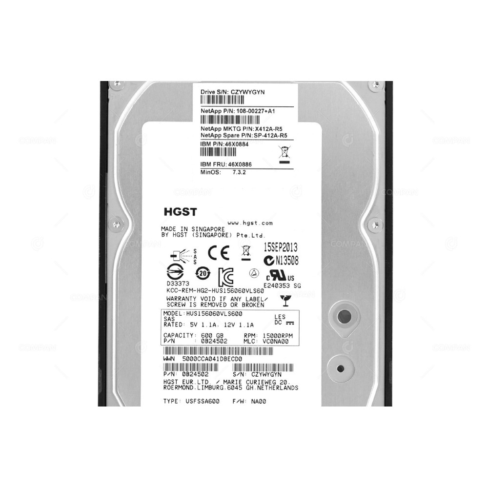 X412A-R5 NETAPP 600GB 15K 3G SAS 3.5 LFF HOT-SWAP