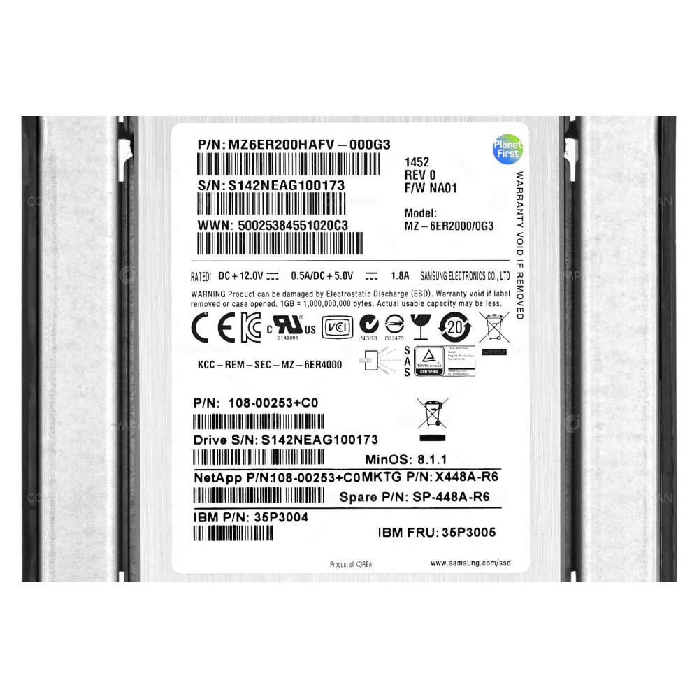 X448A-R6 NETAPP SSD 200GB / SAS 6G / 3.5" LFF / FOR FAS2240-4 / 108-00253+C0