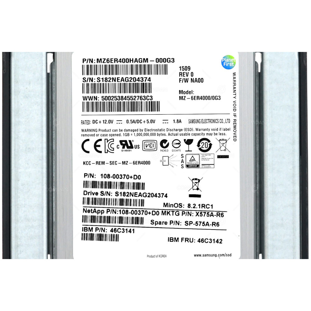 X575A-R6 NETAPP SSD 400GB / SAS 3G / 3.5" LFF / HOT-SWAP / FOR NETAPP DS4246