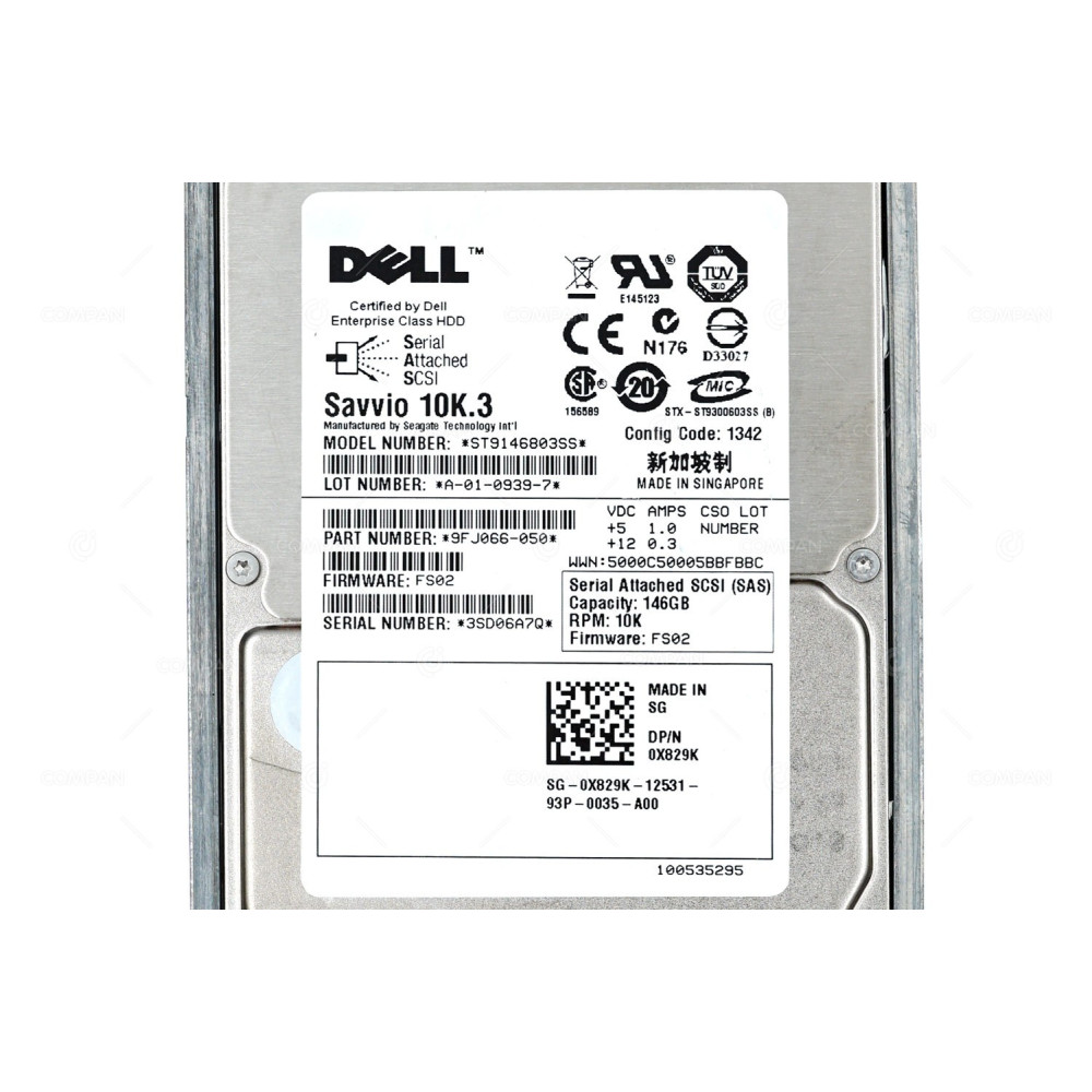 X829K DELL 146GB 10K 6G SAS 2.5 SFF HOT-SWAP