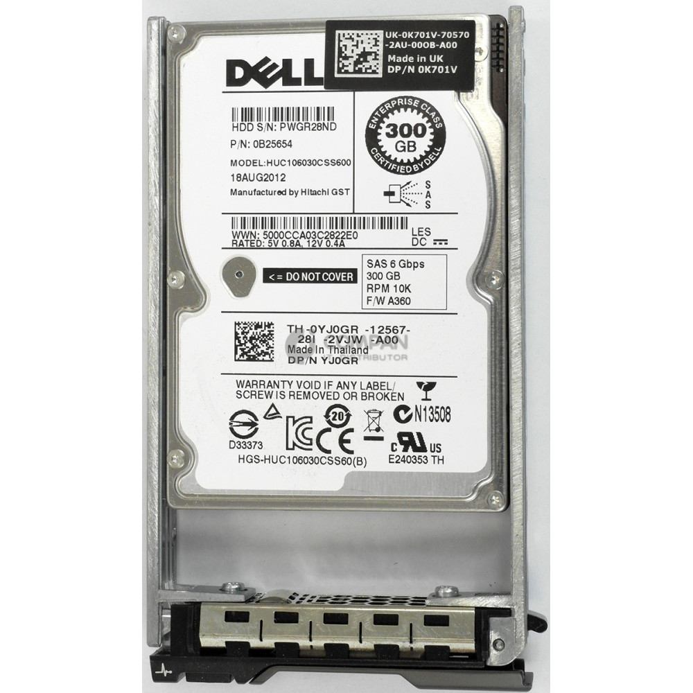 YJ0GR DELL HDD 300GB 10K SAS 6G 2.5" SFF HOT-SWAP