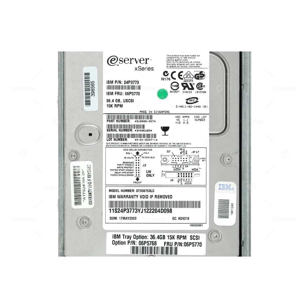 06P5770 IBM 36GB 15K U160 SCSI 3.5 LFF HOT-SWAP