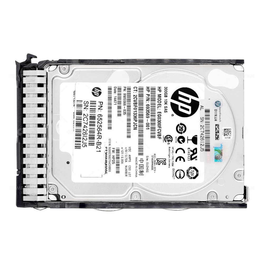 653955-001 HP HARD DRIVE 300GB 10K 6G SAS 2.5 SFF HOT-SWAP 652564-B21