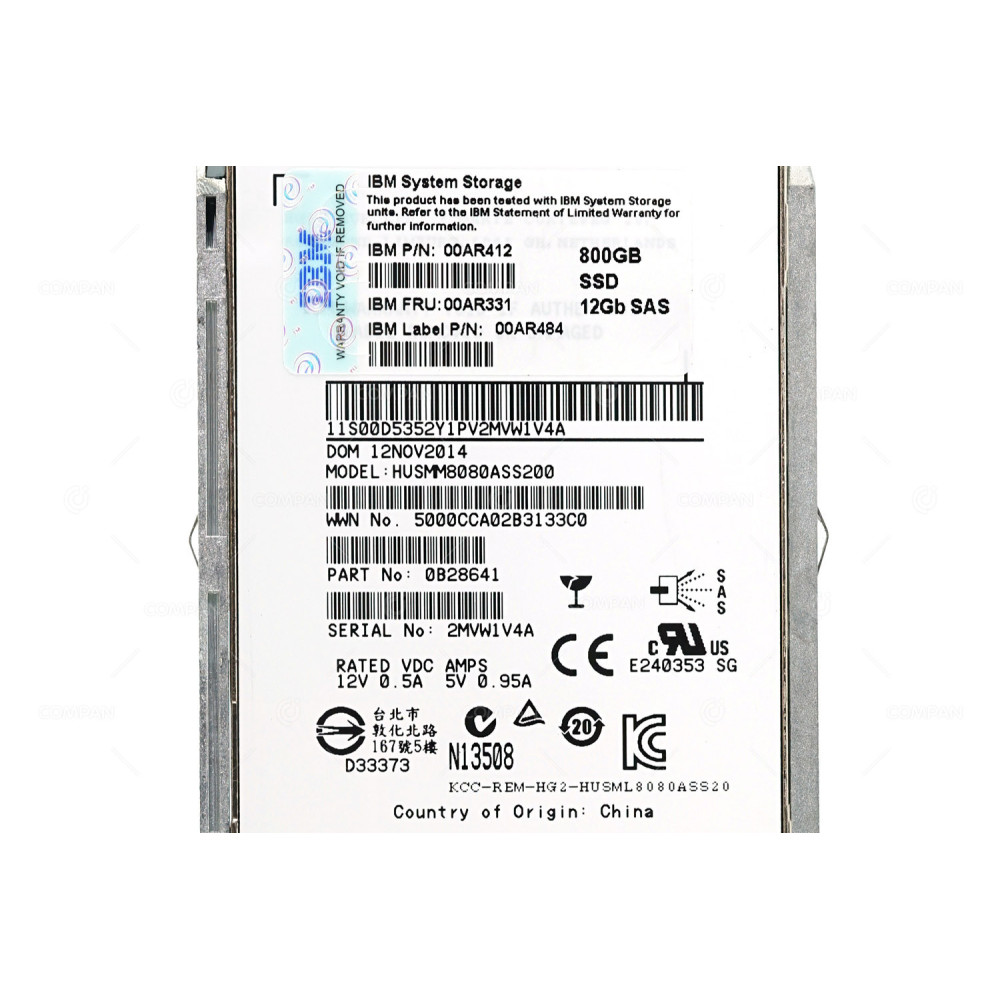 00AR331 IBM SSD 800GB SAS 12G 2.5" SFF HOT-SWAP FOR STORWIZE V7000 G2
