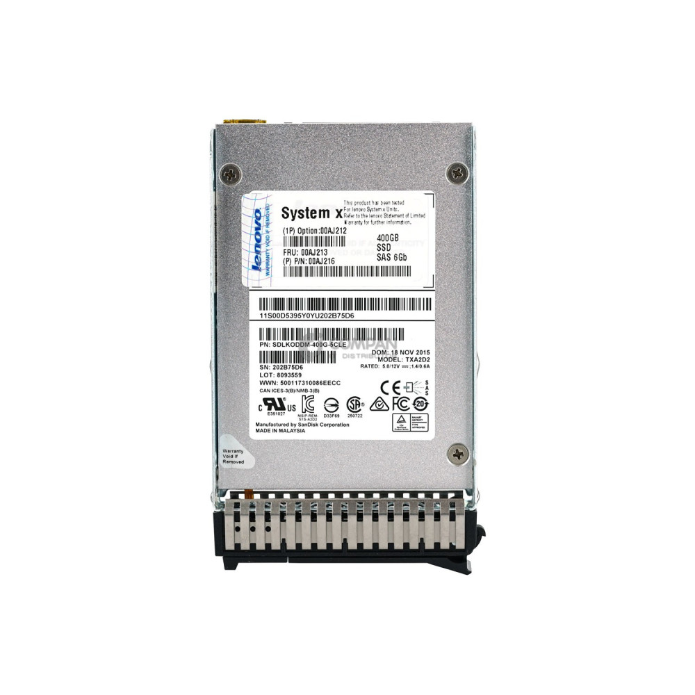 00AJ213 IBM SOLID STATE DRIVE 400GB 6G SAS HOT-SWAP 2.5 SFF SSD SYSTEM X M5