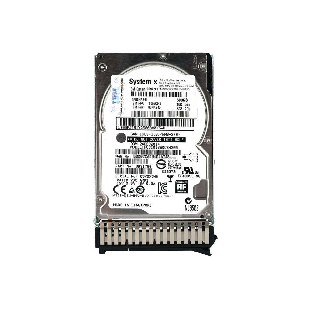 00NA242 IBM HARD DRIVE 600GB 10K 12G SAS 2.5 HOT-SWAP M5