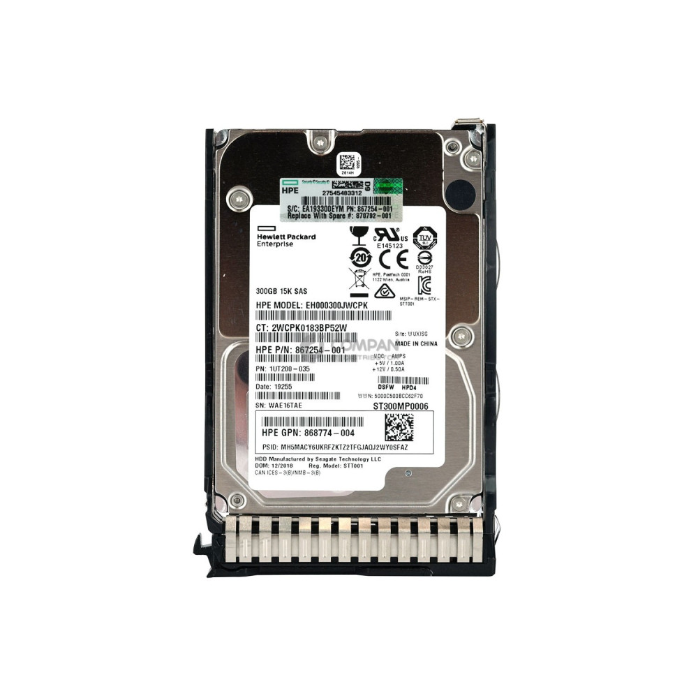 870792-001 HP HDD 300GB 15K SAS 12G 2.5" SFF