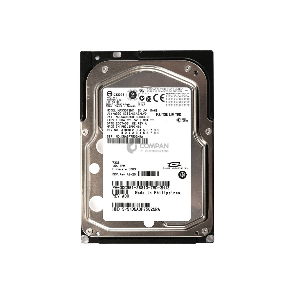 DC961 DELL HARD DRIVE 73GB 15K U320 3.5 SCSI HOT-SWAP