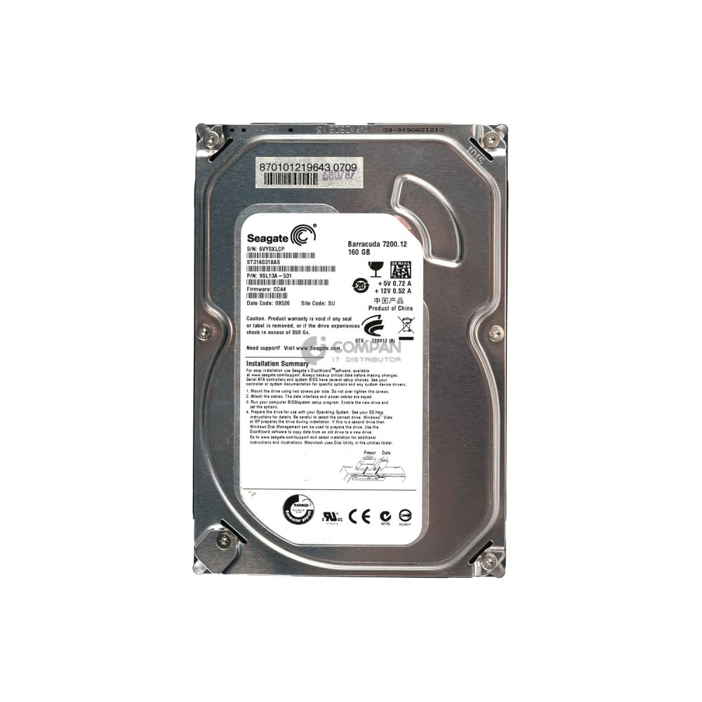 ST3160318AS SEAGATE HARD DRIVE 160GB 7.2K 3G 3.5 SATA