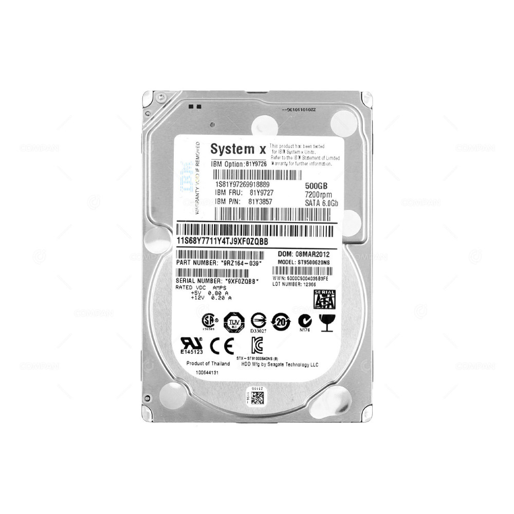 ST9500620NS SEAGATE HARD DRIVE 500GB 7.2K 6G 2.5 NL SATA