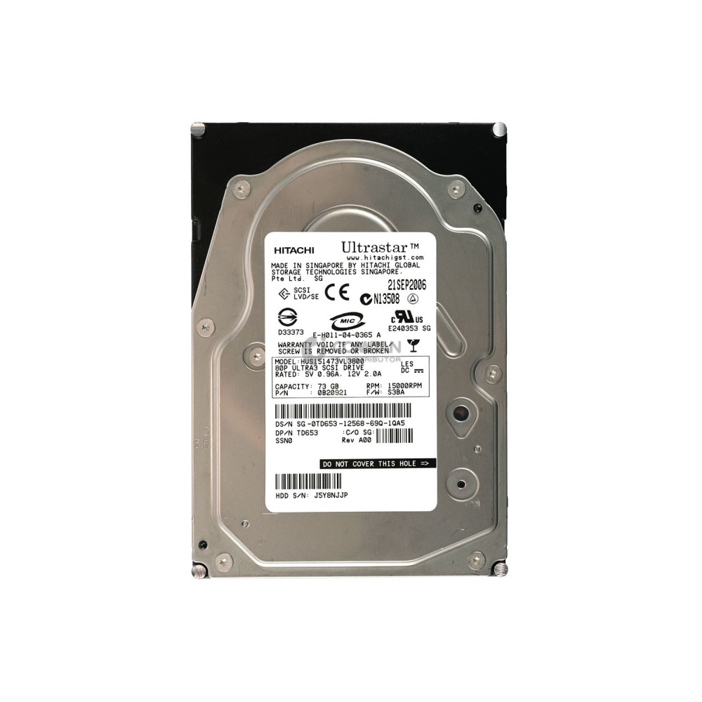 TD653 DELL HARD DRIVE 73GB 15K 3.5 U320 SCSI 80PIN