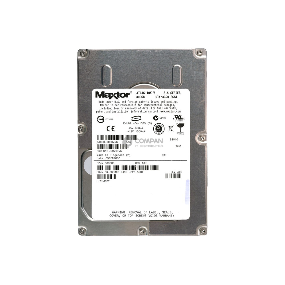 CD808 DELL HDD 300GB 10K U320 SCSI 3.5" LFF