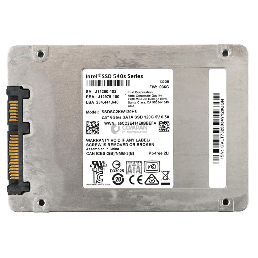 SSDSC2KW120H6 INTEL 120GB 6G SATA SSD 2.5 HOT-SWAP