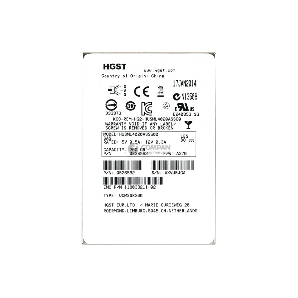 005050441 EMC SSD 200GB SAS 6G 2.5" SFF IN 3.5" FOR EMC VMAX