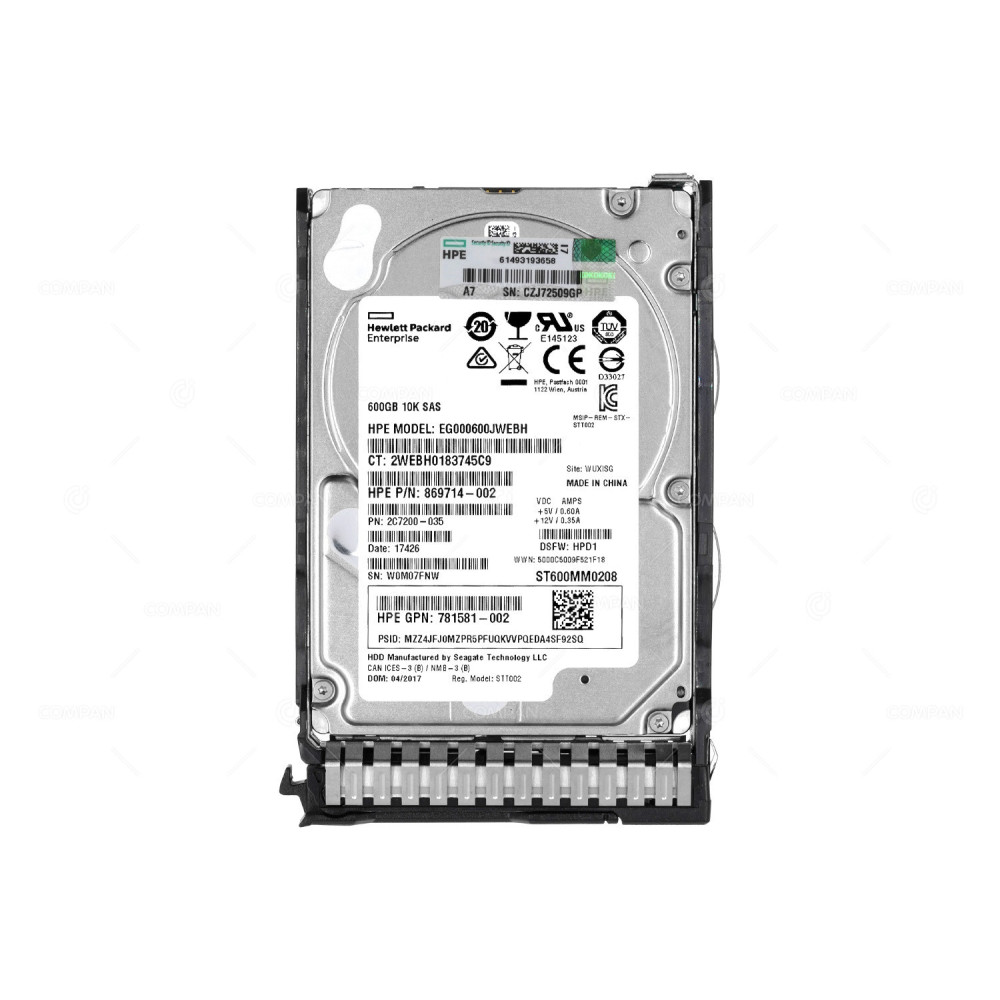 781577-001 HP HDD 600GB 10K SAS 12G SC 2.5" SFF HOT-SWAP