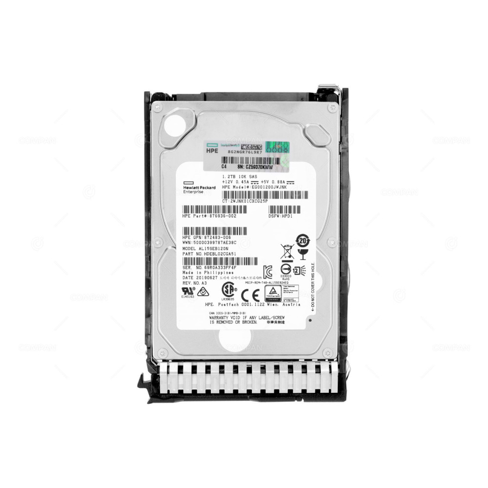 872737-001 HP HARD DRIVE 1.2TB 10K 12G SAS SC DS 2.5 SFF HOT-SWAP 872479-B21, ST1200MM0009, 872479-B21