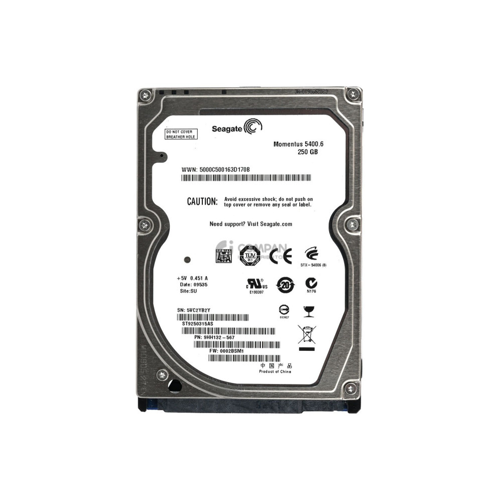ST9250315AS SEAGATE  HARD DRIVE 250GB 5.4K 3G 2.5 SATA