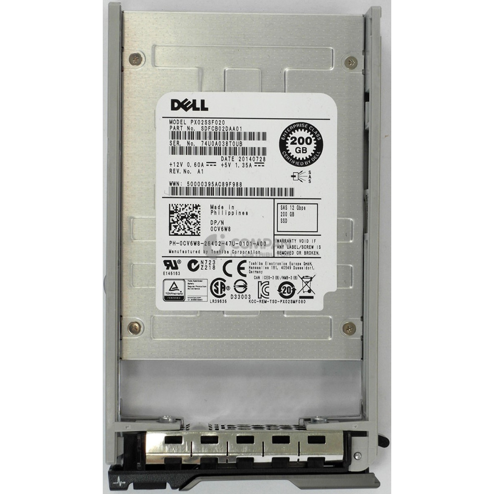 CV6W8 DELL 200GB 12G SAS SSD 2.5 SFF HOT-SWAP