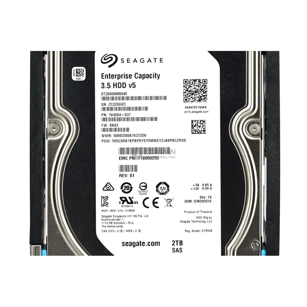 005052085 EMC HARD DRIVE 2TB 7.2K 6G 3.5 LFF SAS 512 15T DATADOMAIN
