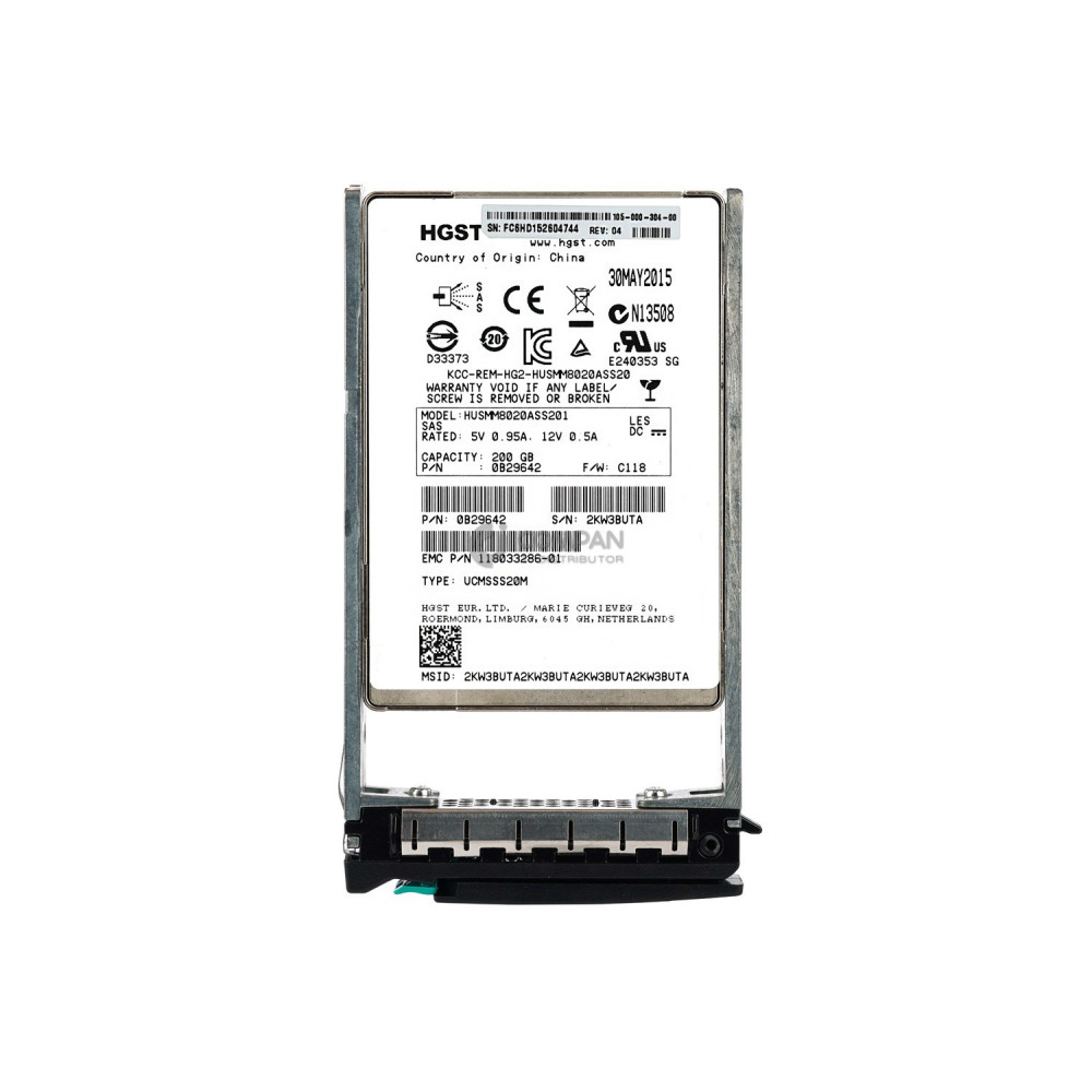 105-000-304-00 EMC 200GB 12G SAS 2.5 SFF SSD