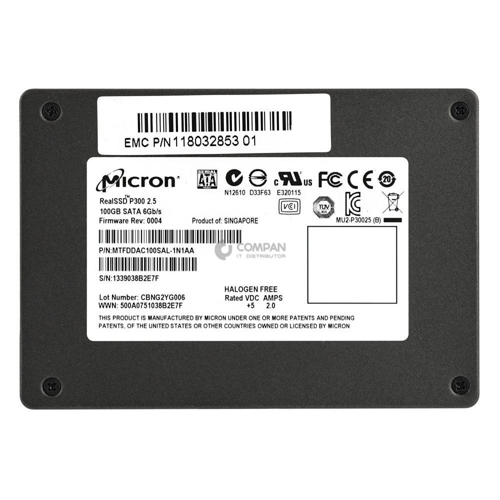 118032853-01 EMC HARD DRIVE 100GB 6G SATA 2.5 SFF REAL SSD P300