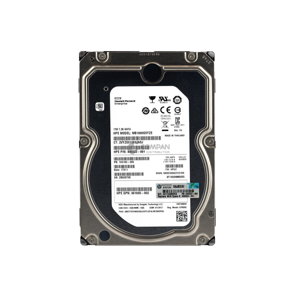 659569-001 HP HARD DRIVE 1TB 7.2K 6G 3.5 LFF SATA