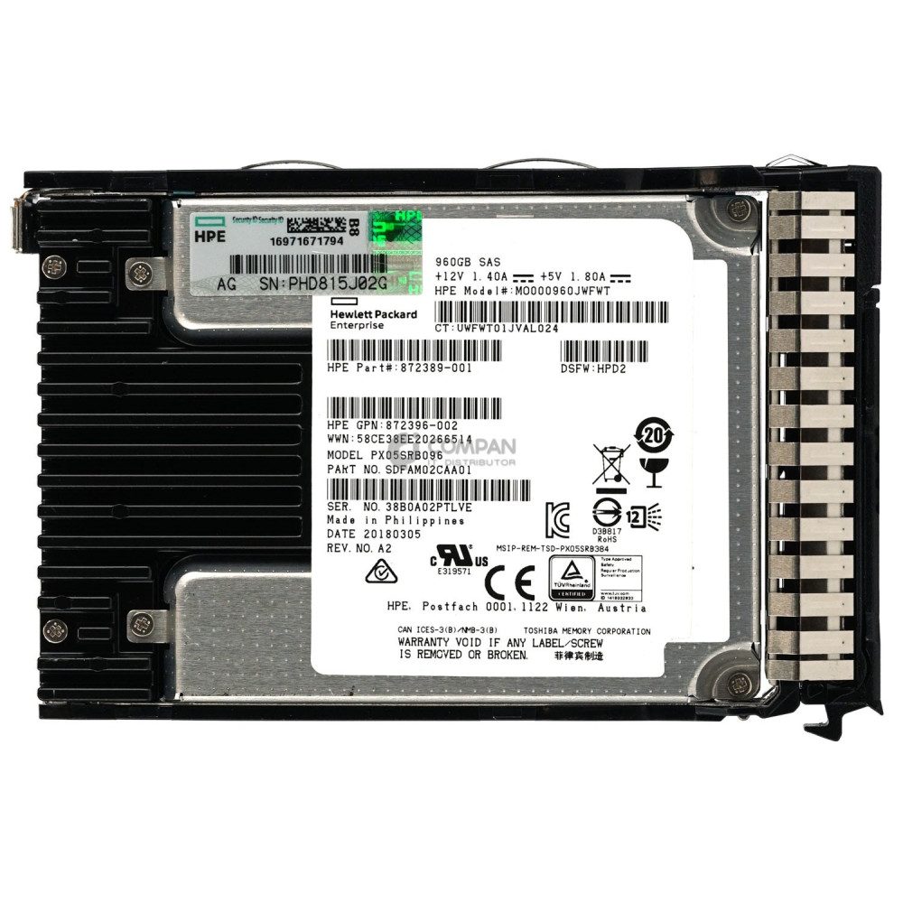 872432-001 HP 960GB 12G SAS DS 2.5" SFF HOT-SWAP SSD 872390-B21
