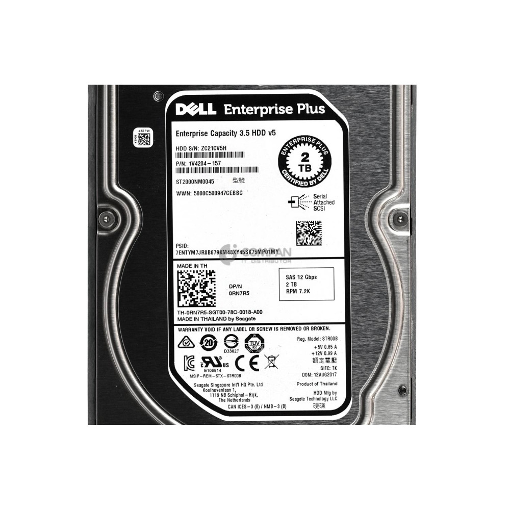 RN7R5-CML DELL HDD CML 2TB 7.2K 12G SAS 3.5" LFF HOT-SWAP FOR COMPELLENT