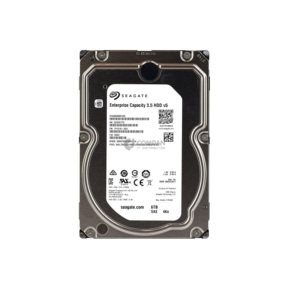 ST6000NM0105 SEAGATE 6TB 12G SAS 7.2K 3.5' LFF ADVANCED 4KN FORMAT HARD DRIVE