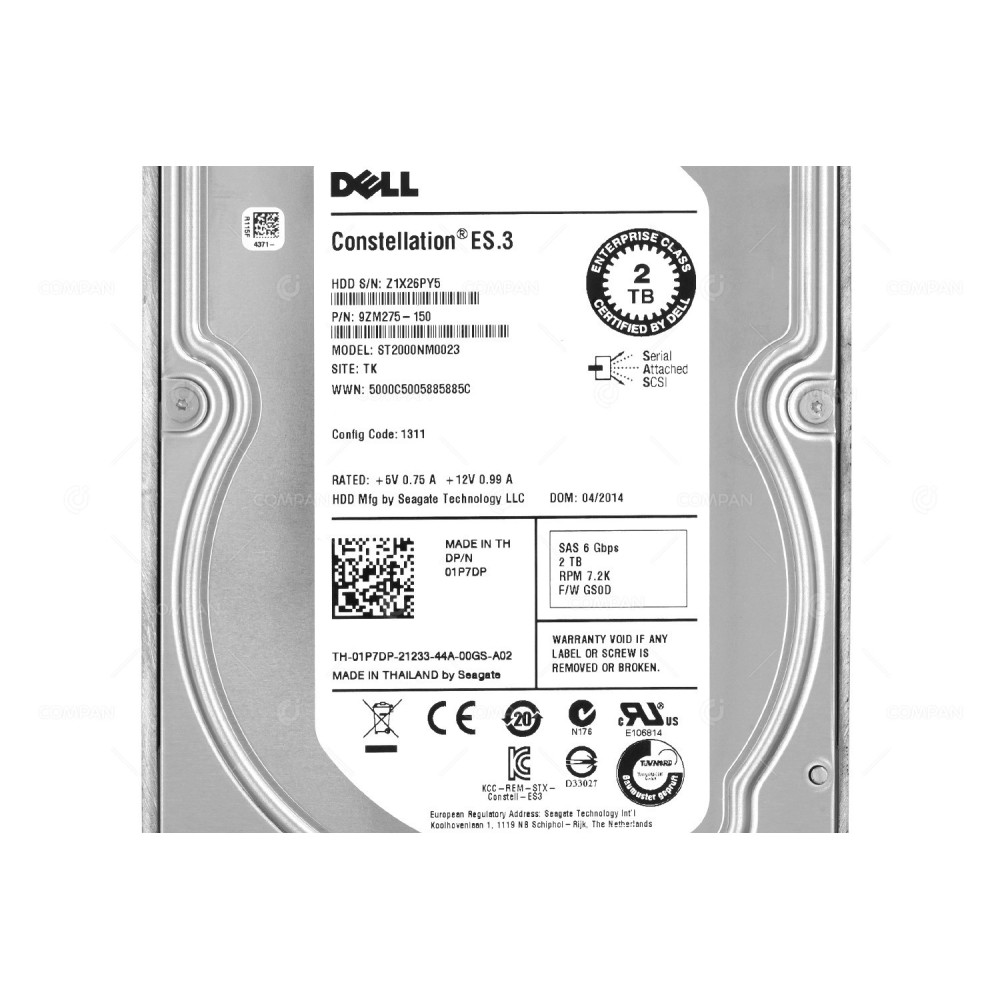 1P7DP DELL 2TB 7.2K 6G NL SAS 3.5 LFF HOT-SWAP
