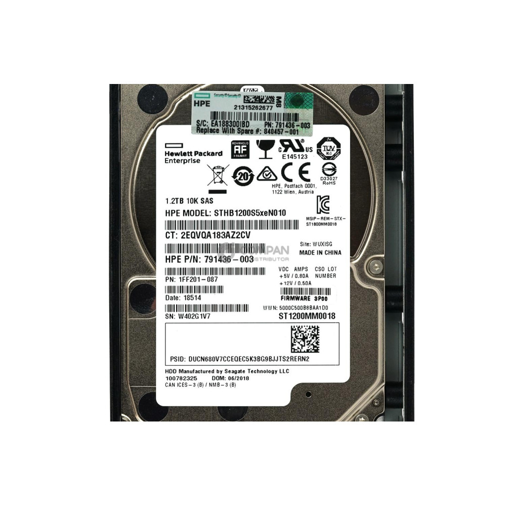 840457-001 HP HARD DRIVE 1.2TB 10K 6G 2.5 SAS HOT-SWAP 3PAR M6710 791436-003, E7X49A