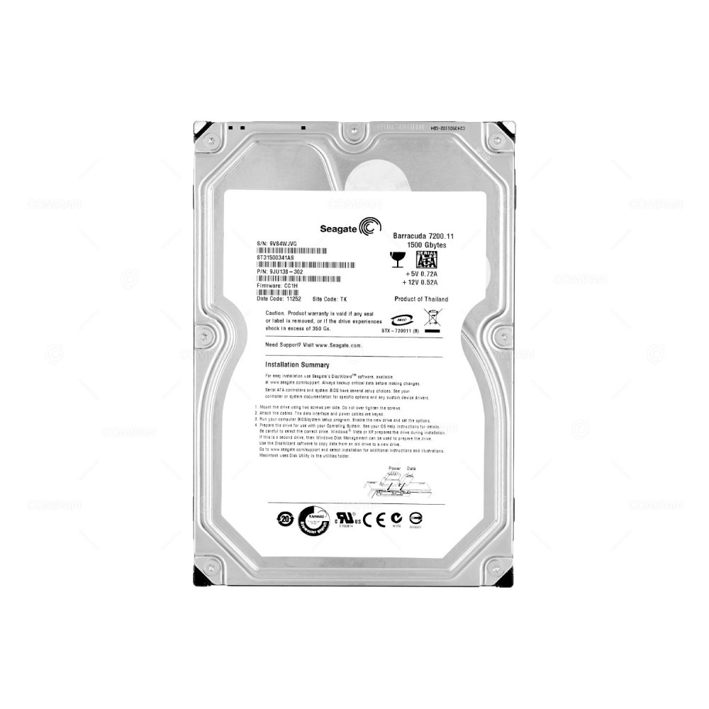 ST31500341AS SEAGATE 1.5TB 7.2K 3G SATA 3.5 LFF