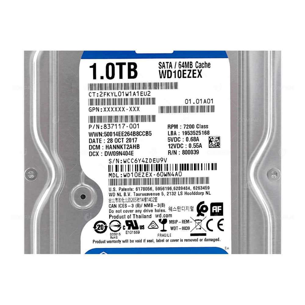 WD10EZEX WD HDD 1TB 7.2K SATA 6G 3.5" LFF