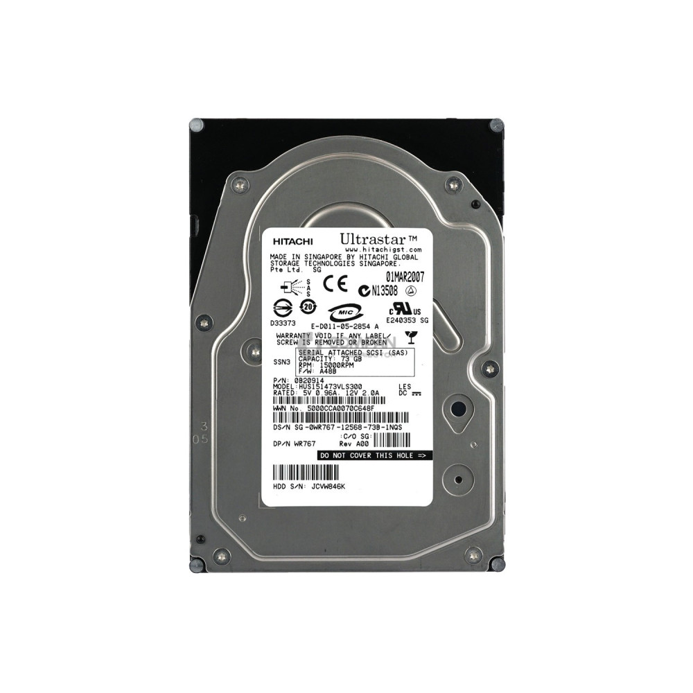 WR767 DELL 73GB 15K 3G SAS 3.5 LFF HOT-SWAP