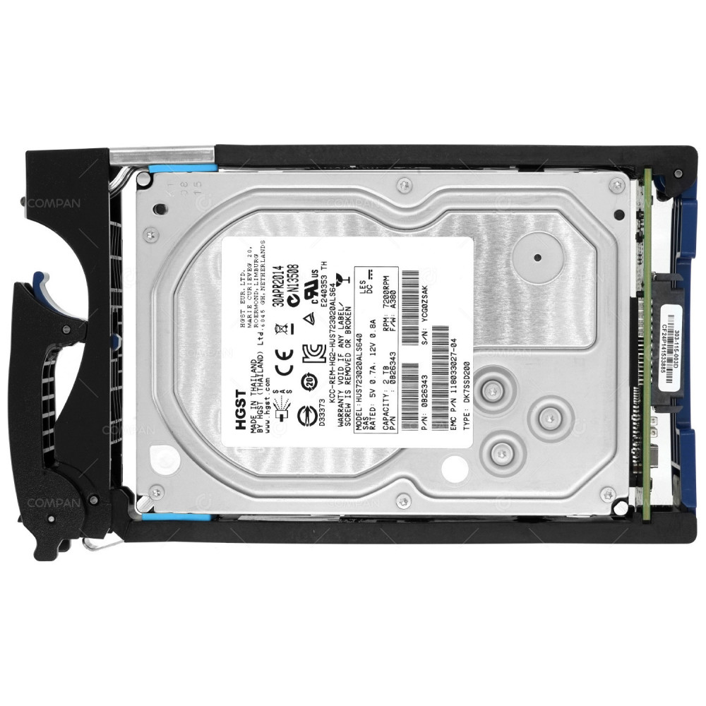 005050329 EMC HARD DRIVE 2TB 7.2K 6G SAS 3.5 LFF HOT-SWAP FOR VNX 118033027-04, HUS723020ALS640