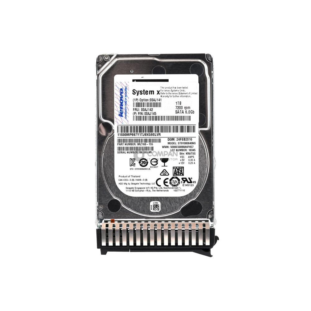 00AJ142 IBM  HARD DRIVE 1TB 7.2K 6GB/S NL SATA 2.5 INCH G3 HOT-SWAP