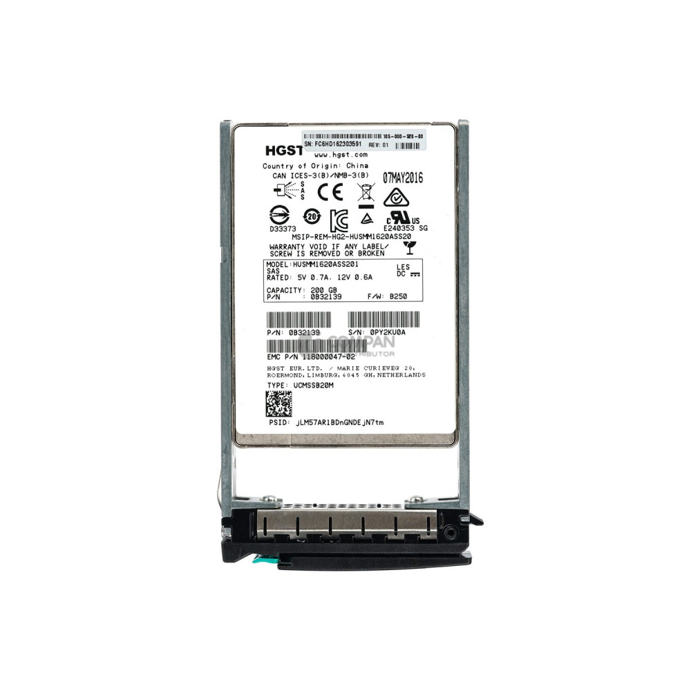 105-000-520-00 EMC 200GB  FLASH12G SAS 2.5 SFF SSD