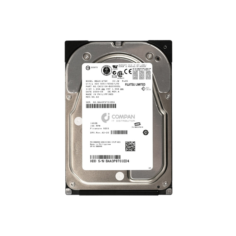NN996 DELL HARD DRIVE 146GB 15K  3.5 U320 SCSI