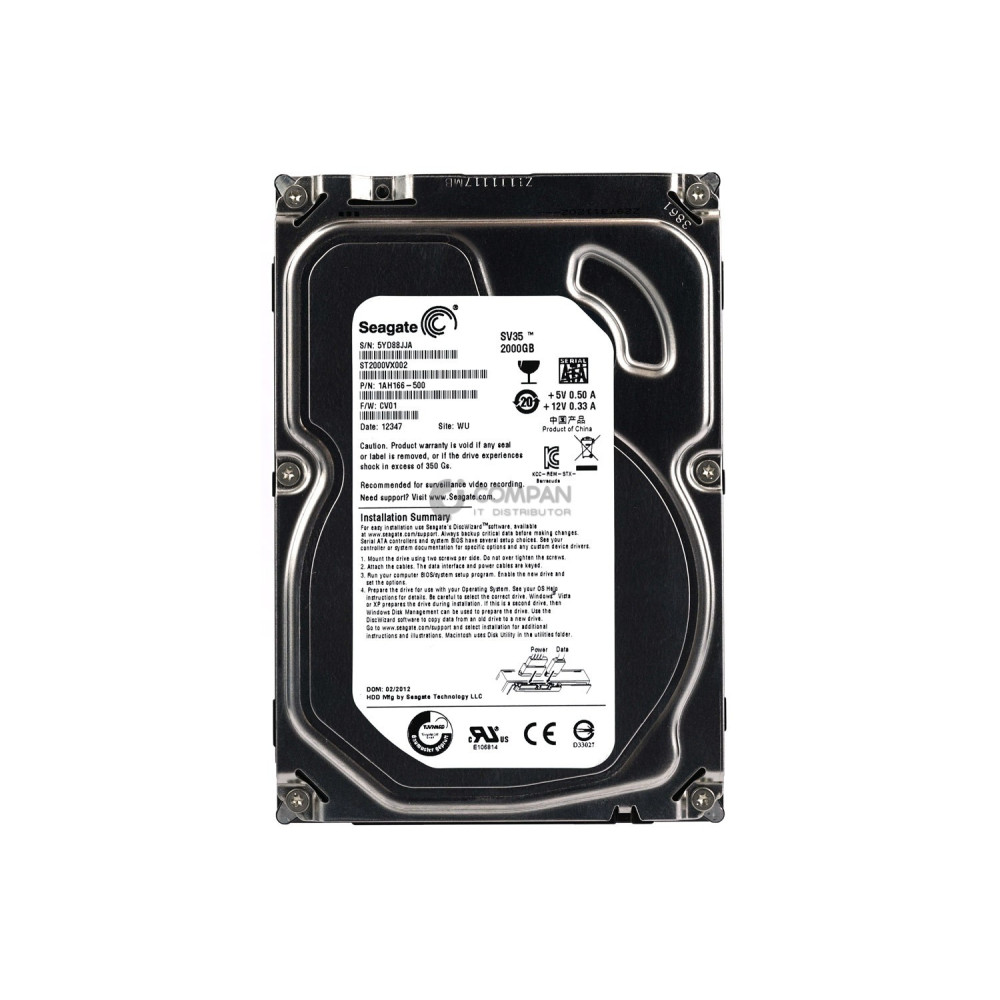 ST2000VX002 SEAGATE HARD DRIVE SV35 2TB 5.9K 6G 3.5 LFF  SATA