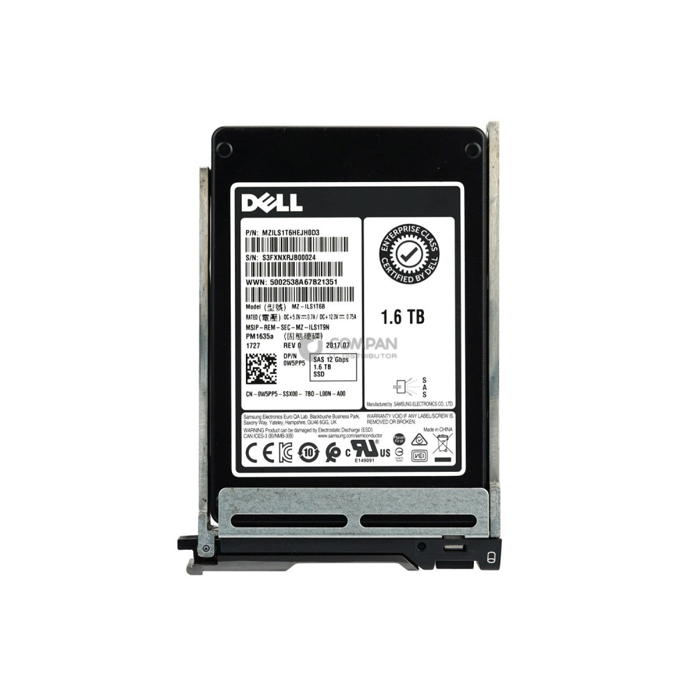 W5PP5 DELL 1.6TB 12G SAS 2.5 SFF PM 1635A SSD
