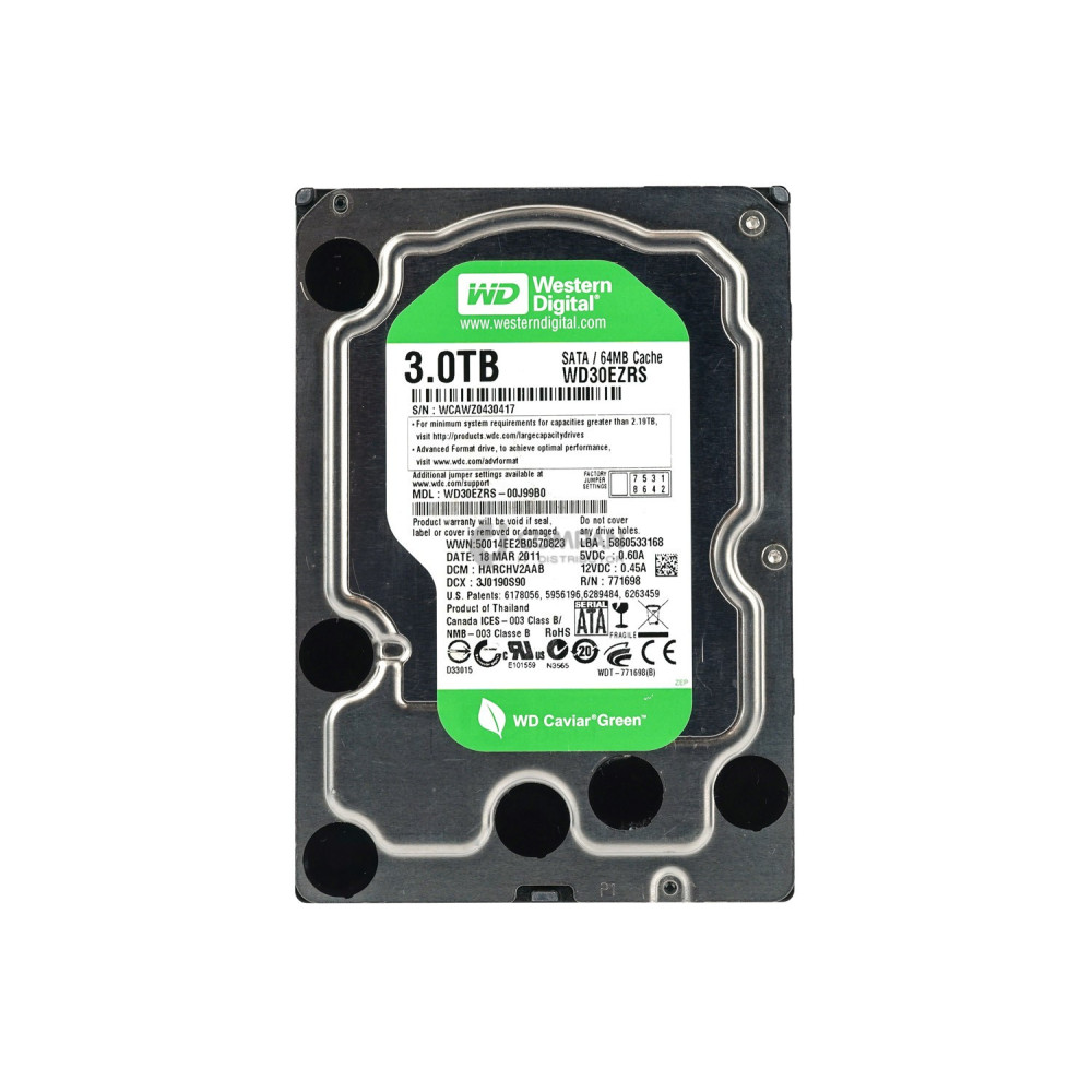 WD30EZRS WD HDD 3TB 7.2K SATA 6G 64MB CACHE 3.5" LFF
