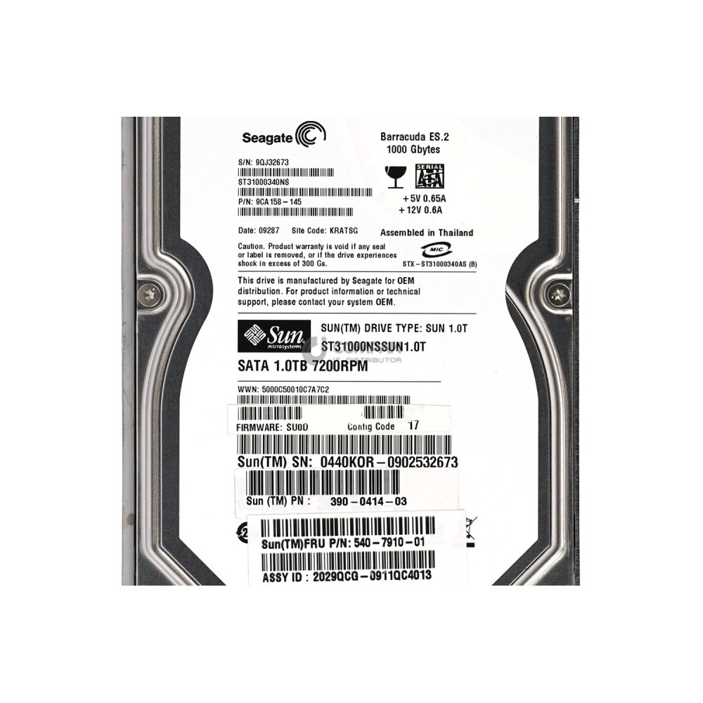 540-7910-01 SUN HDD 1TB 7.2K SATA 3G 3.5" LFF