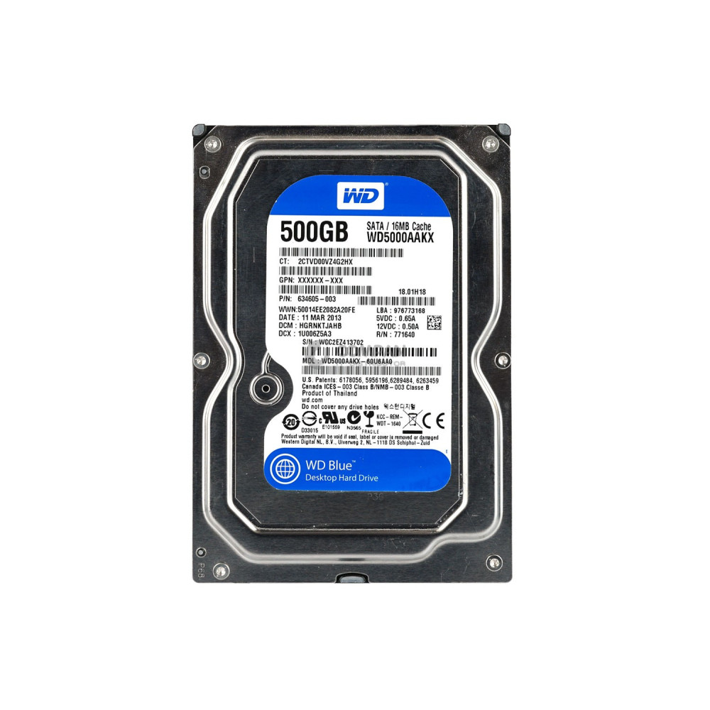 634605-003 WD HARD DRIVE 500GB 7.2K 6G 3.5 LFF 16MB CACHE SATA