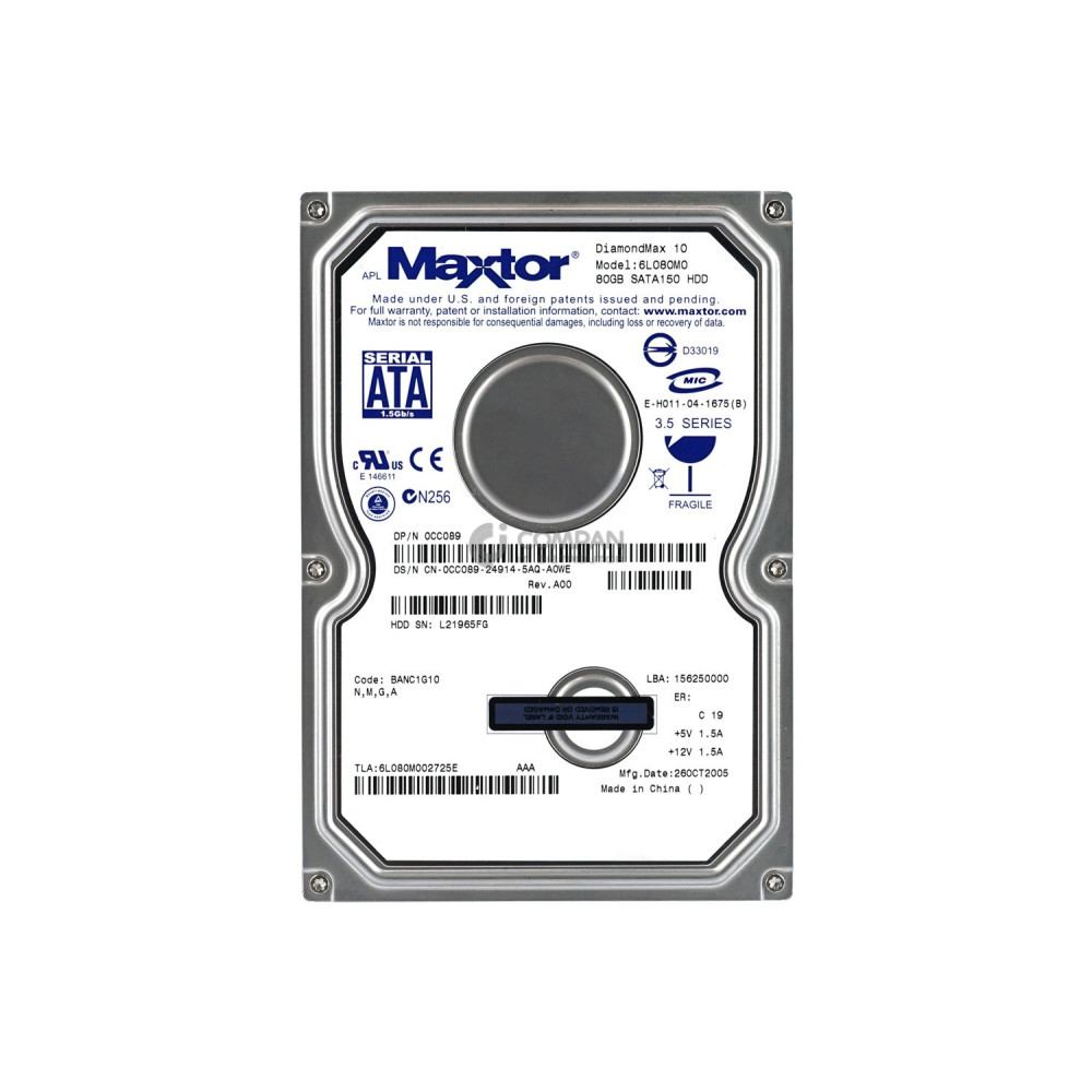 CC089 DELL HARD DRIVE 80GB 7.2K 3.5 LFF SATA 1.5G