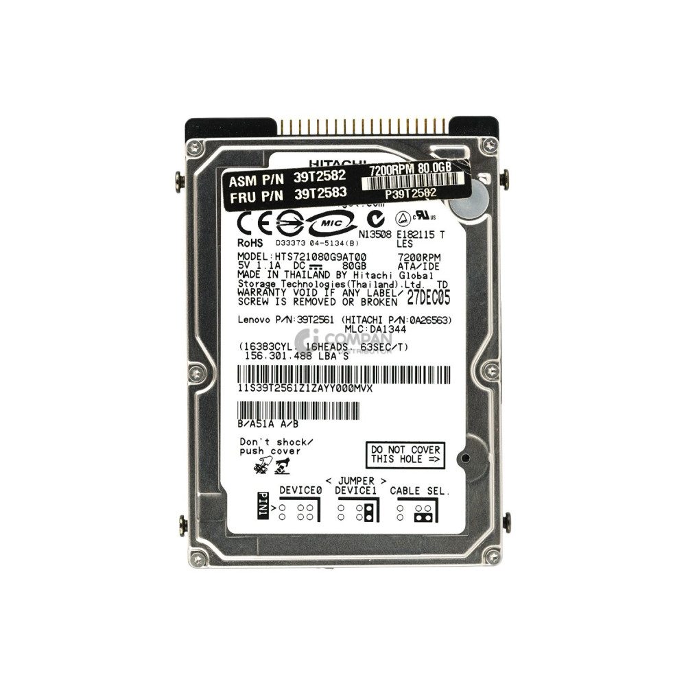 39T2583 IBM HARD DRIVE 80GB 7.2K 2.5 SFF ATA