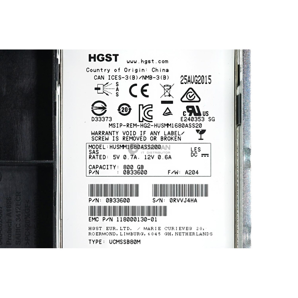 005051651 EMC SSD 800GB SAS 12G 2.5" IN 3.5"