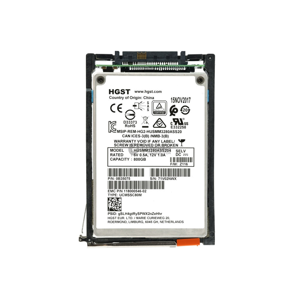 005052256 EMC 800GB FLASH 6/12G SAS 2.5 SFF SSD HUSMM3280ASS204, 118000546-02, UCMSSC80M