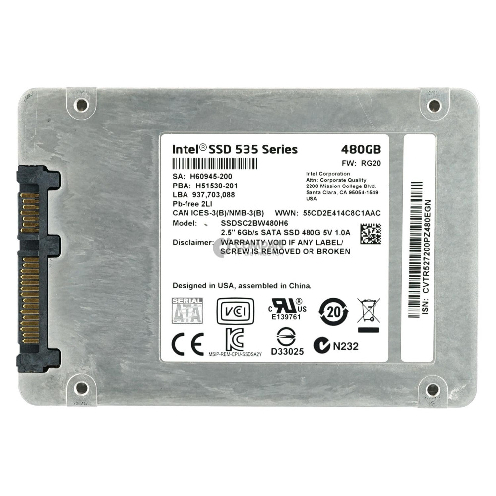 SSDSC2BW480H6 INTEL 480GB 6G SATA 535 SERIES 2.5 SFF SSD H60945-220, H51530-201