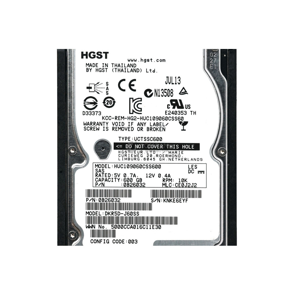 3282390-A HITACHI HDD 600GB 10K 2.5" SFF SAS HOT-SWAP FOR HITAHI HUSVM